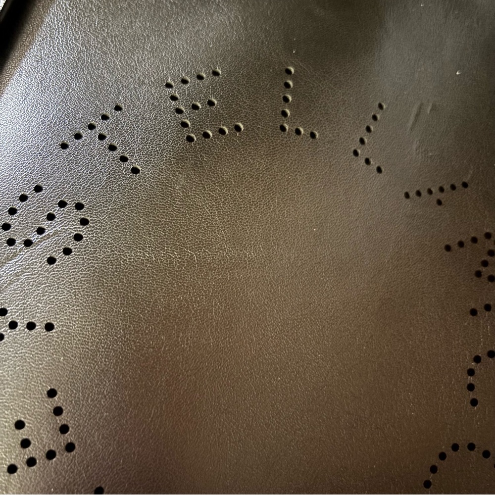 Stella McCartney Black Faux Leather Perorated Logo Small Preppy Crossbody Bag - Picture 6 of 13